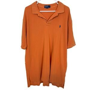 Polo Ralph Lauren Men’s Orange Polo Shirt Short Sleeve Cotton XXL Pony EUC
